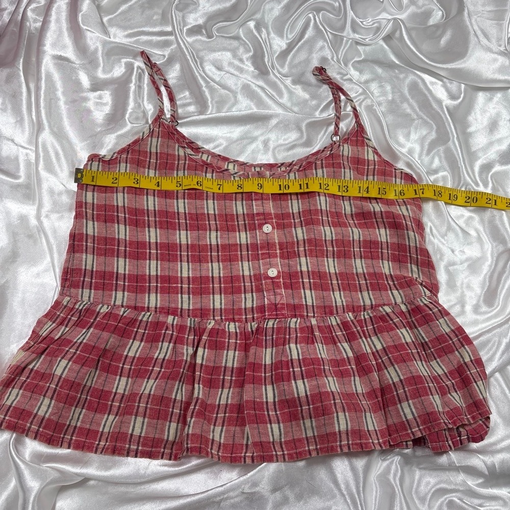 y2k Current Elliott Cami Red Plaid Peplum Babydoll Tank Top 0 - Picture 4 of 5